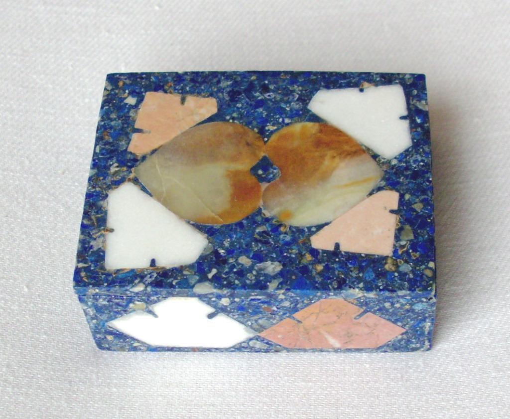 Pillendoosje handwerk Lapis Lazuli/marmer - begin 20ste Eeuw, Antiek en Kunst, Curiosa en Brocante, Verzenden