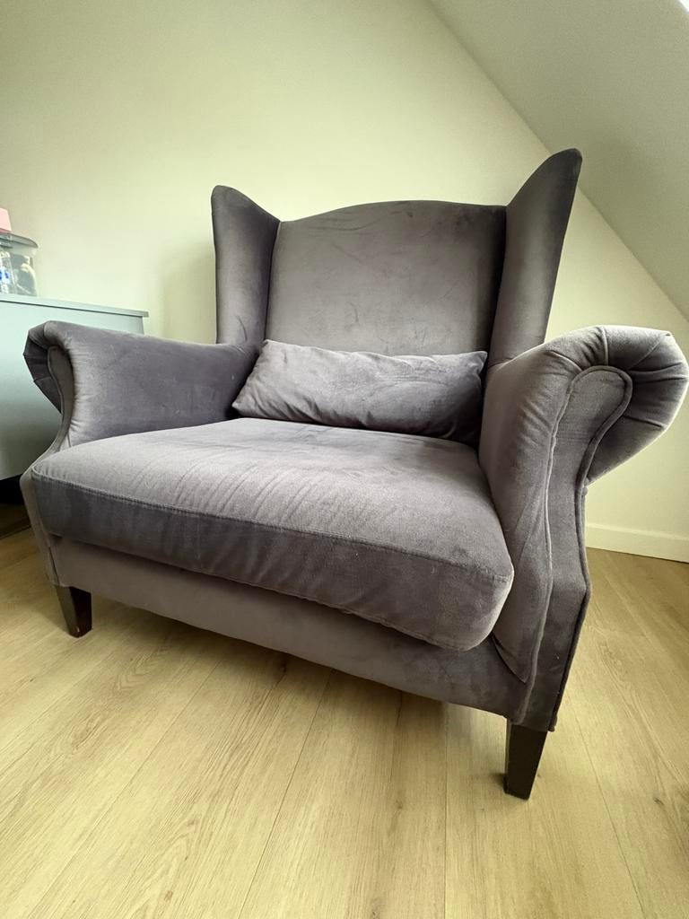 Love seat oorfauteuil in zacht fluweel, Enlèvement, Comme neuf