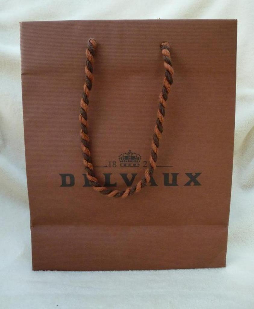 oude papieren draagtas Delvaux bruine tas met beige en bruin, Ophalen of Verzenden, Gebruikt, Verpakking