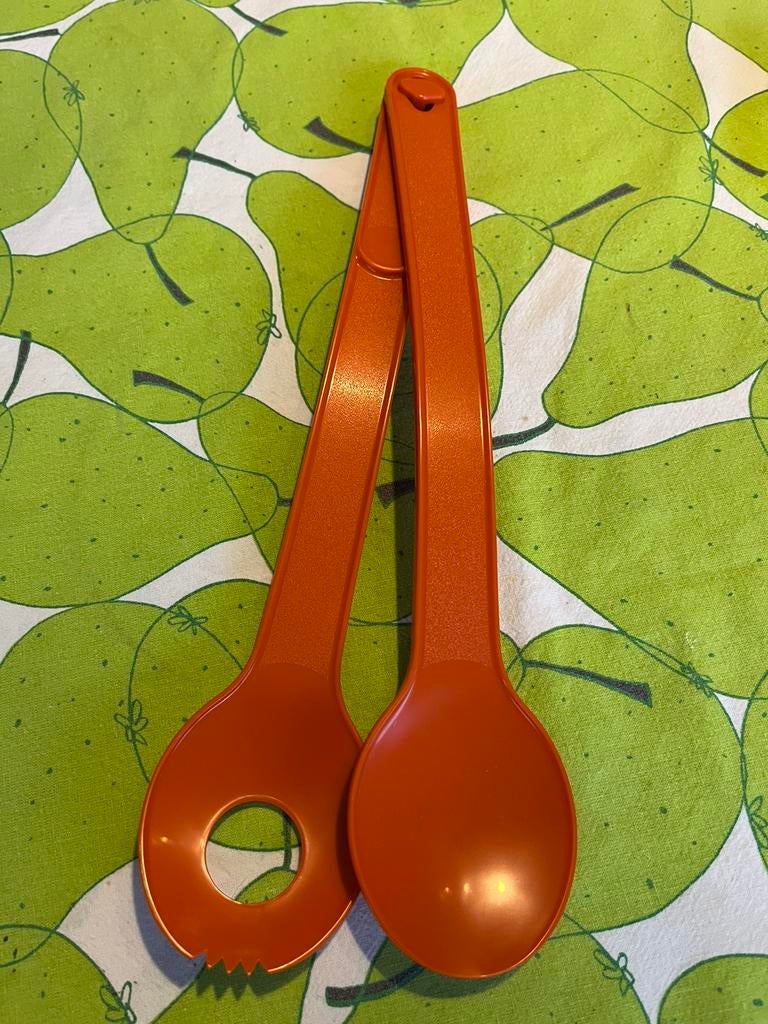 Couverts à salade TUPPERWARE ORANGE, Maison & Meubles, Comme neuf, Orange