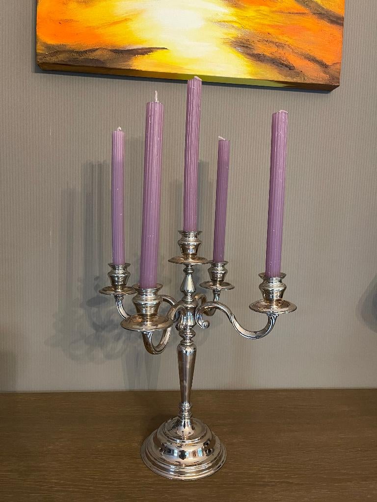 Kandelaar 5 armen verzilverd, Antiek en Kunst, Ophalen of Verzenden, Overige materialen