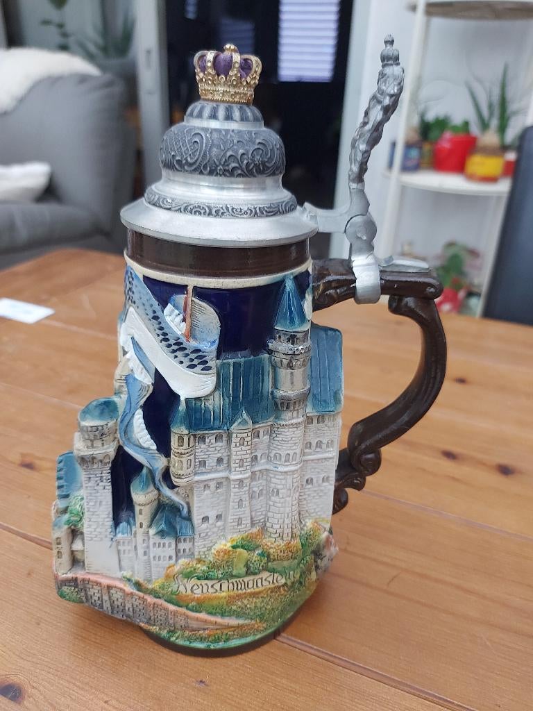 Vintage kasteel Newschwanstein Bayern 3D zeldzame bierpul., Enlèvement ou Envoi