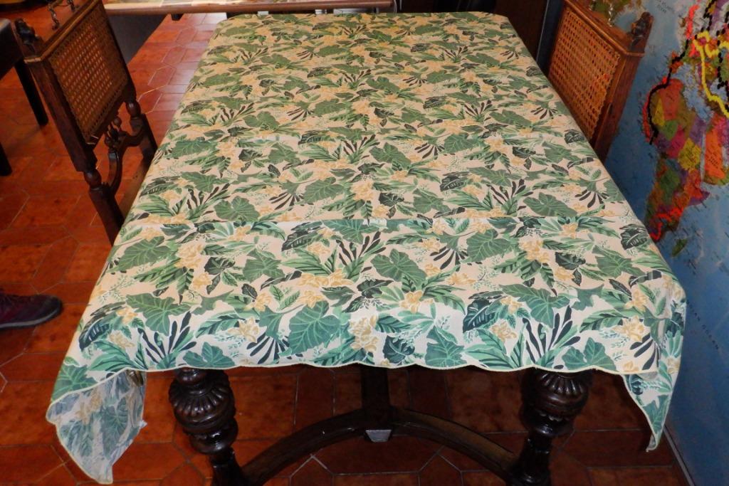 1 tafelkleed in katoen met groene varens nog nieuw, Enlèvement, Neuf, Rectangle