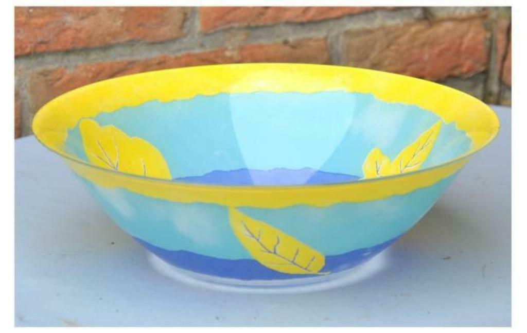 §saladier en verre décor estival, Enlèvement ou Envoi, Verre, Utilisé, Autres styles