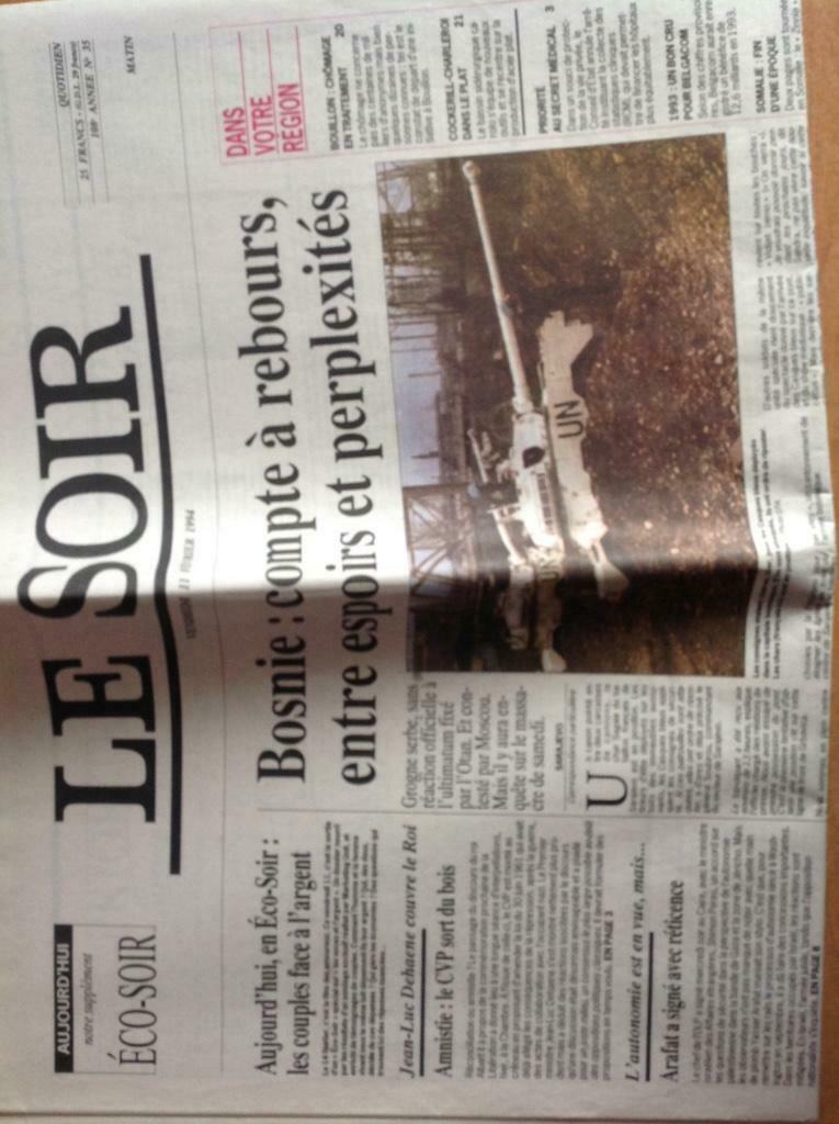Journal Le Soir du 11 février 1994 - 11/02/1994, Enlèvement ou Envoi, Utilisé, Journal