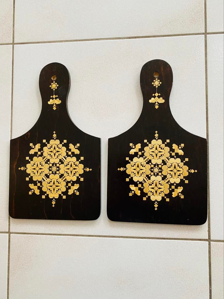 Lot de 2 planches à découper décoratives en bois, Enlèvement ou Envoi