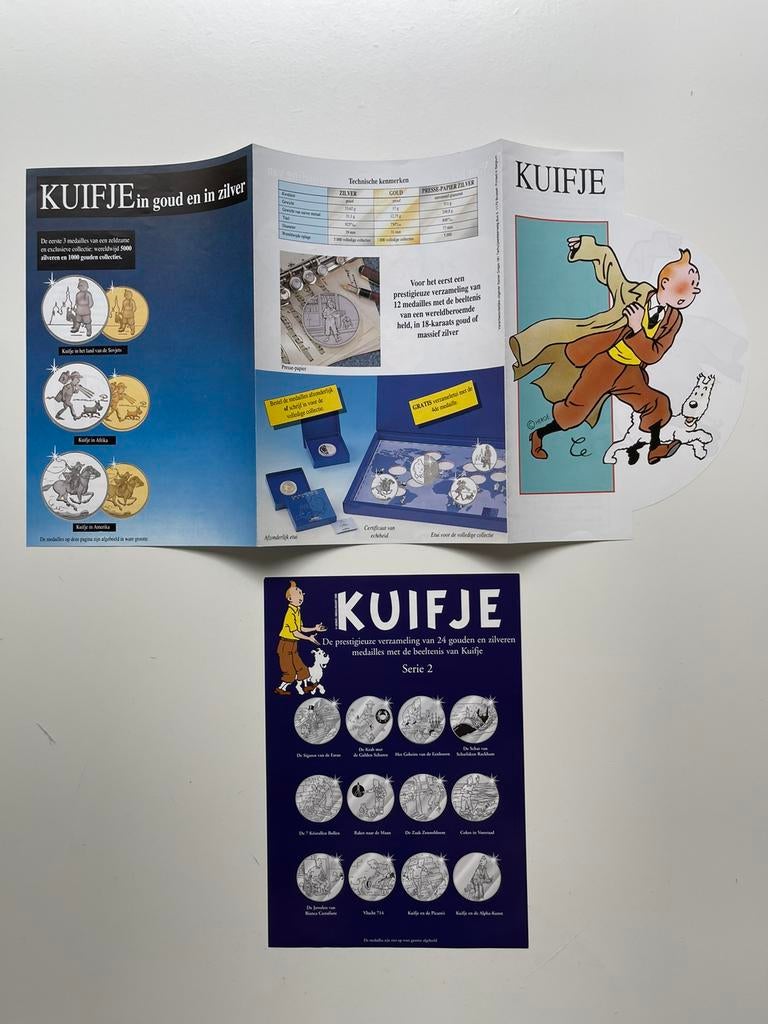 Kuifje muntenfolders in goud en in zilver, Kuifje