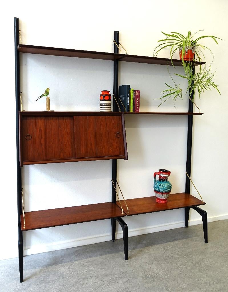 Vintage Louis van Teeffelen wandsysteem WéBé wandmeubel 60's, Huis en Inrichting, Kasten | Wandmeubels, Ophalen, Gebruikt