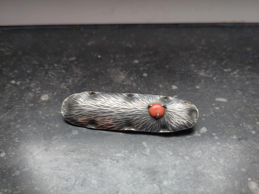 Broche art deco en argent et corail, école d'Amsterdam, Bijoux, Sacs & Beauté, Broches, Argent, Argent
