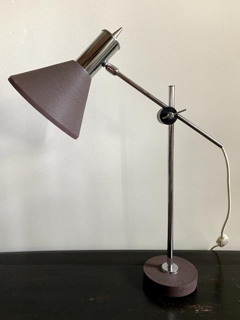 vintage bureau lamp Herda, 1960, Maison & Meubles, Lampes | Lampes de table, Comme neuf, 50 à 75 cm, Métal, Enlèvement ou Envoi