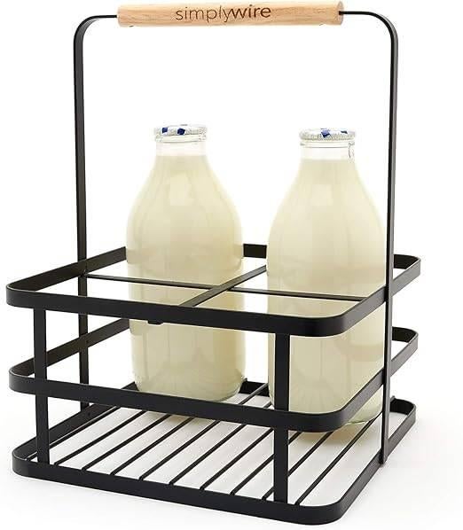 Retro melkflessenhouder met 4 vakken | GRATI LEVERING