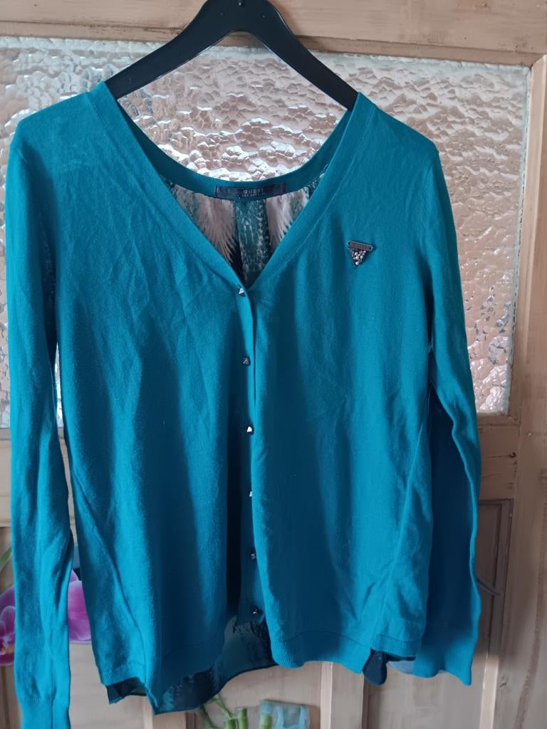 Fijne turkooise trui van Guess, Ophalen of Verzenden, Zo goed als nieuw, Maat 36 (S), Overige kleuren