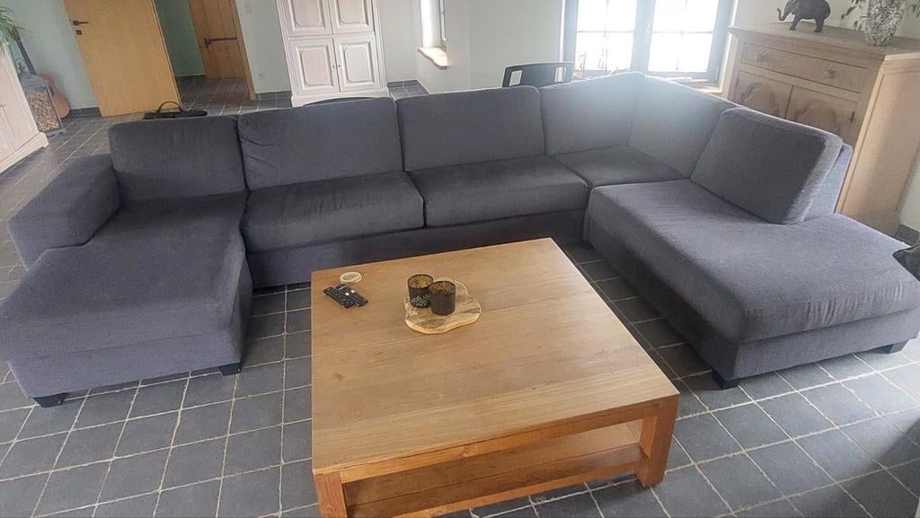 Grijs stoffen hoeksalon te koop!, Ophalen, Zo goed als nieuw, Stof, 75 tot 100 cm