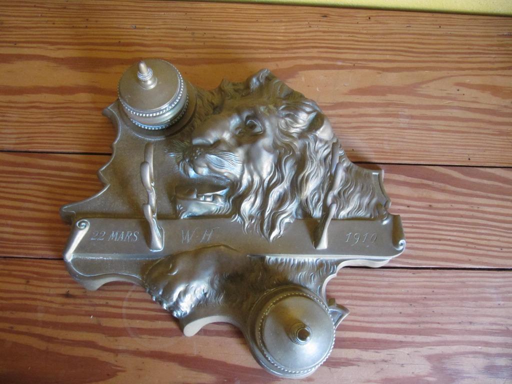Antieke bureelset in brons, Ophalen of Verzenden, Brons