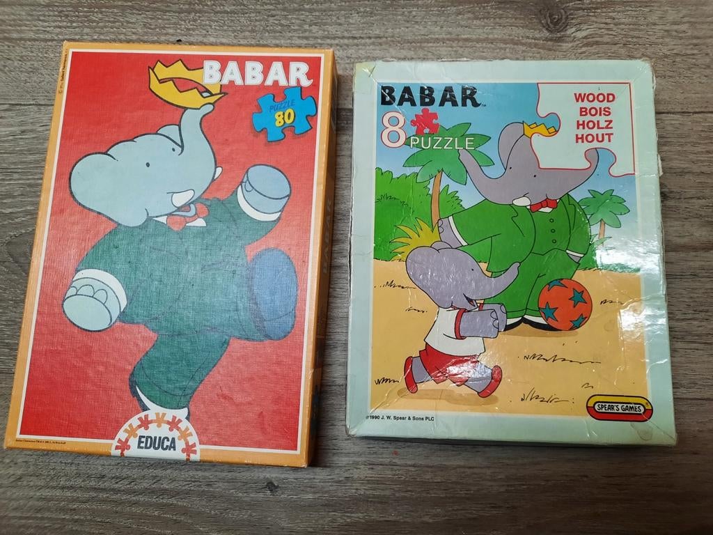 2 puzzels van Babar, Enfants & Bébés, Enlèvement ou Envoi, Comme neuf