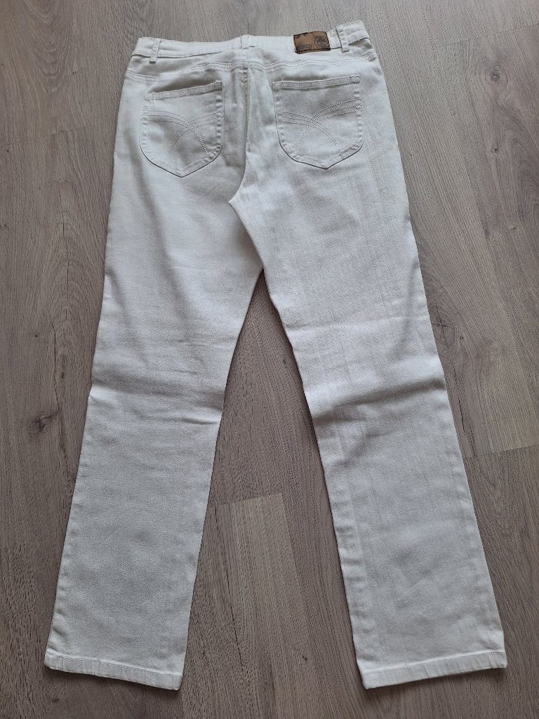 witte jeansbroek, Kleding | Dames, Broeken en Pantalons, Wit, Zo goed als nieuw, Lang, Ophalen