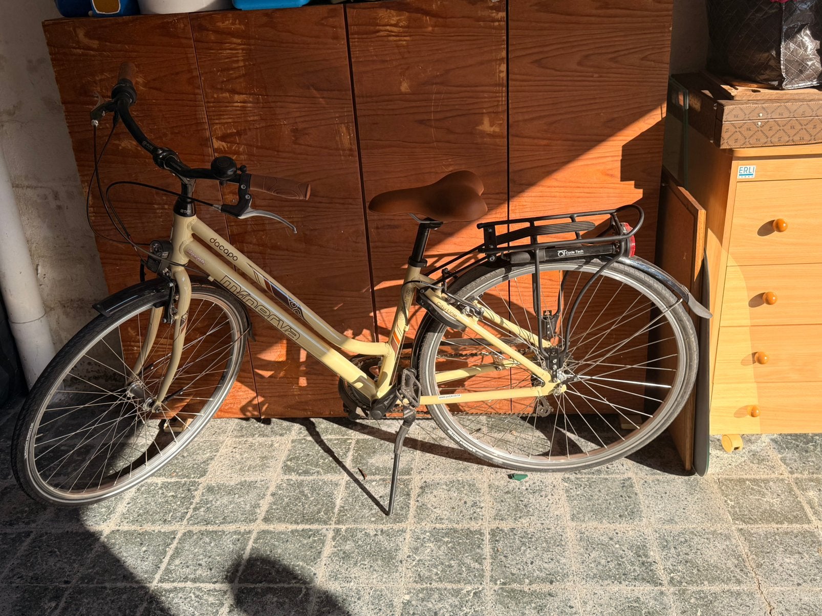 Een mooi beige/donker bruine fiets, Ophalen, Zo goed als nieuw, Schijfrem