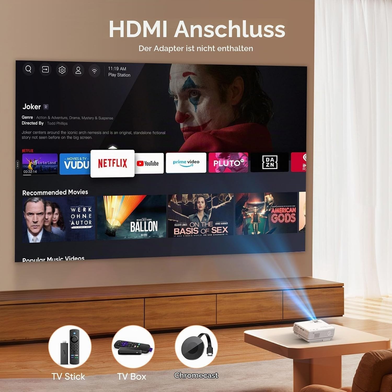 Mini-vidéoprojecteur HD (1080p, Bluetooth 5.2, jusque 200”), Enlèvement ou Envoi, Neuf, Yooyaa