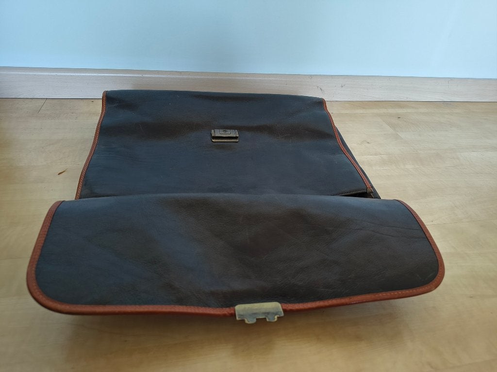 Lederen aktetas, Handtassen en Accessoires, Tassen | Schooltassen, Ophalen, Zwart, Aktetas of Boekentas, 30 tot 40 cm