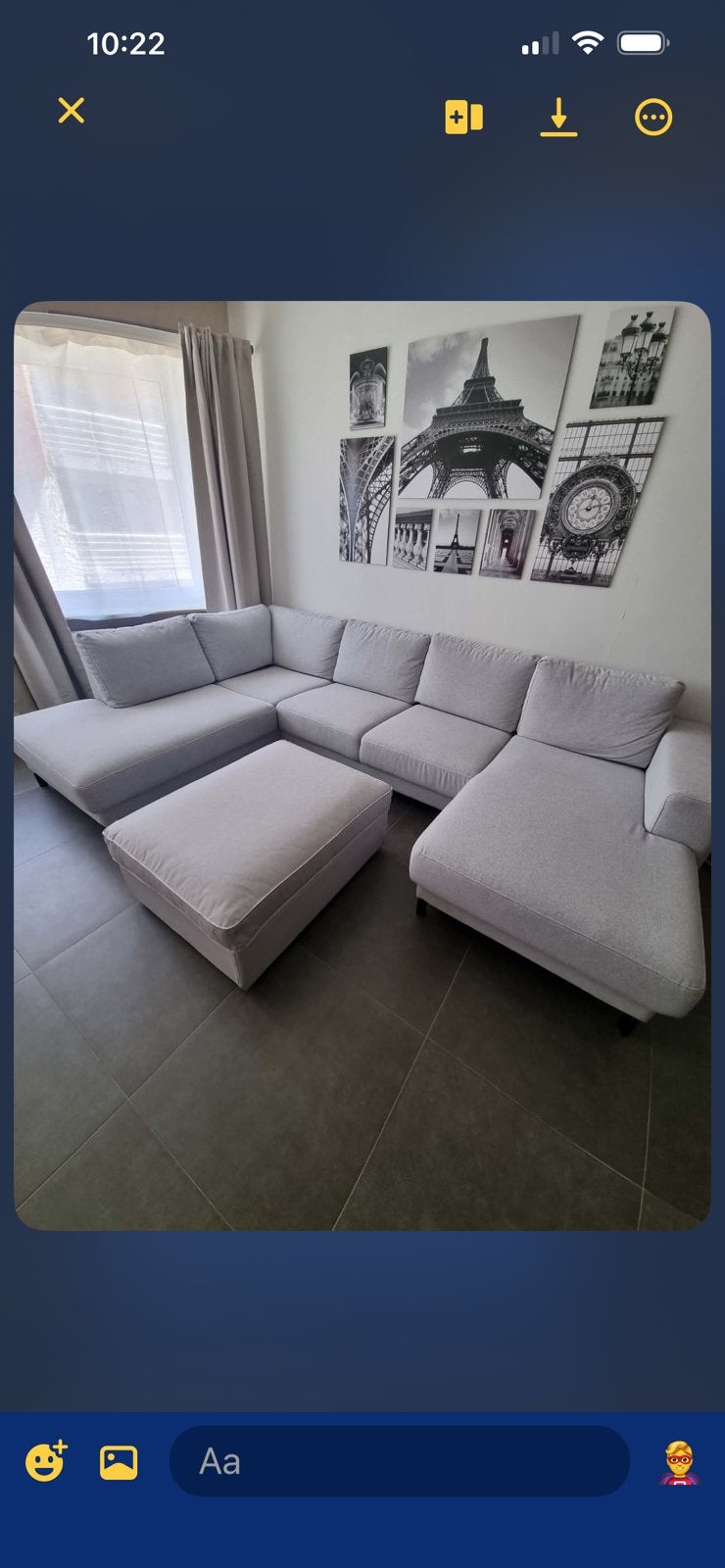 Salon met 2 longchairs 310cm breed 190 cm x 140 cm, Ophalen, Zo goed als nieuw, Stof, Modern