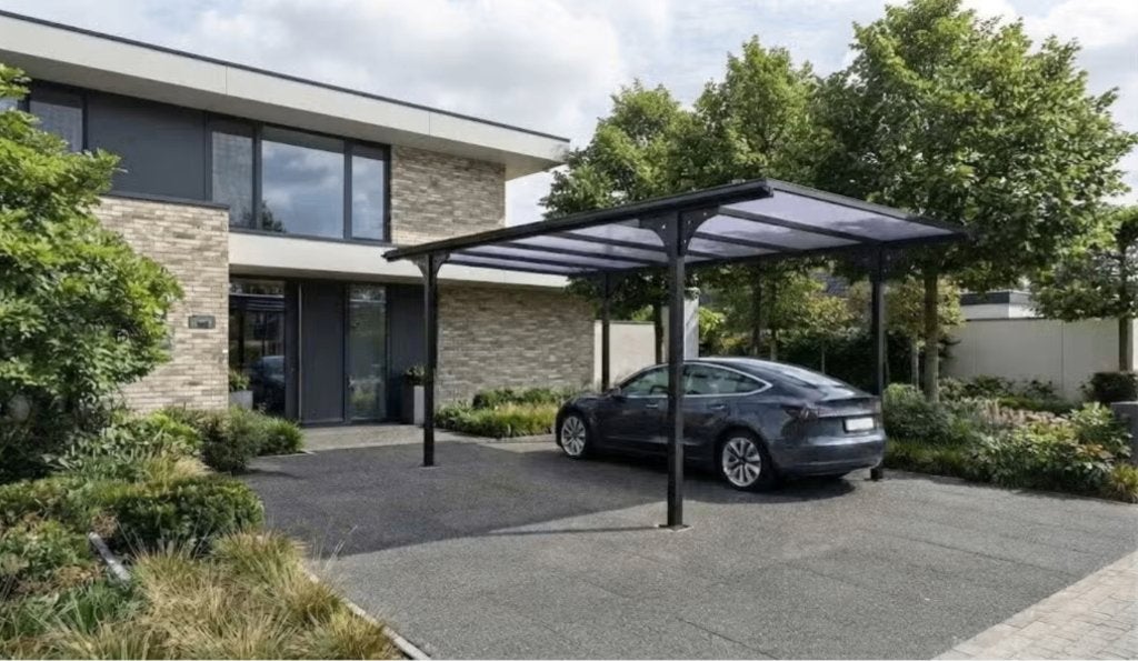 Aluminium carport grijs 5 x 3m, Ophalen, Gebruikt, Carport