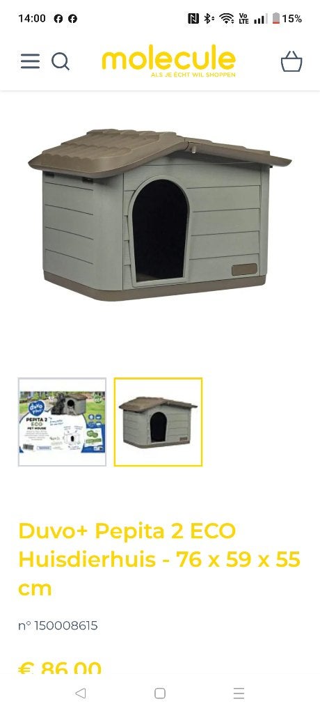 Duvo + Pepita 2 Eco hondenhok - kattenhok, Dieren en Toebehoren, Ophalen, 65 tot 100 cm, Minder dan 75 cm, Nieuw