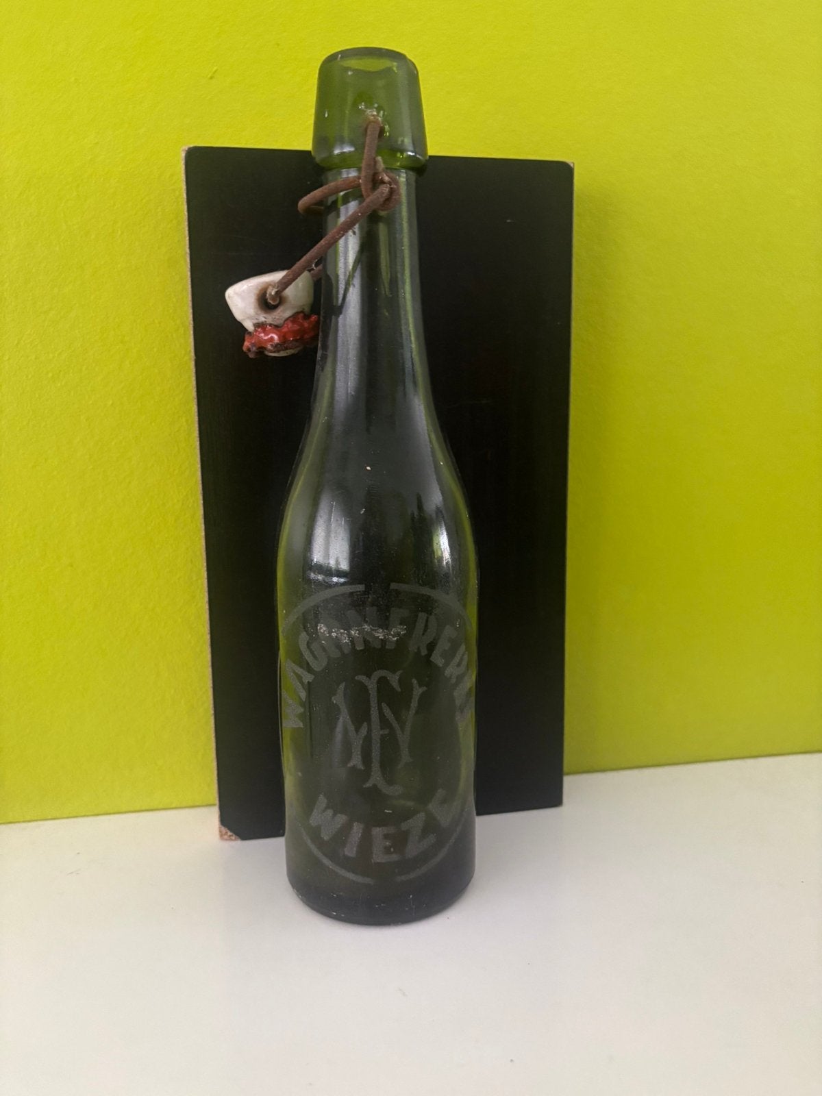 Bouteille de bière Old Wagon Freres Wieze, Collections, Enlèvement ou Envoi, Utilisé, Bouteille(s), Autres marques