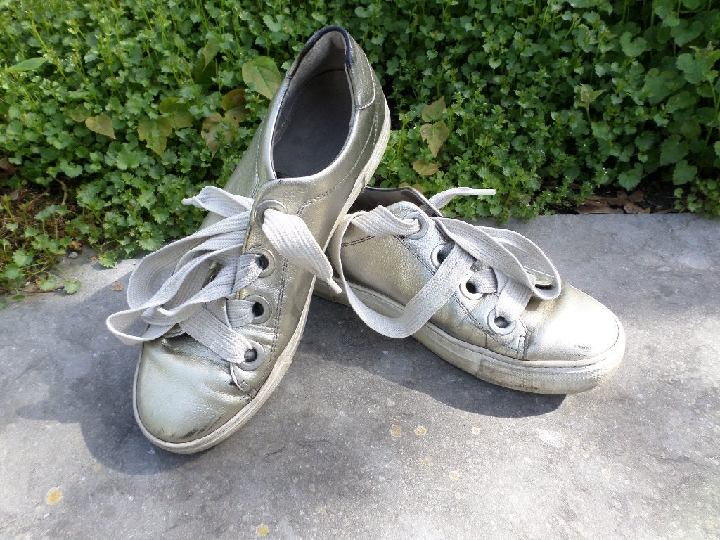 Ara Basket schoenen wit taupe zilver glanzende veters 39, Kleding | Dames, Schoenen, Wit, Ophalen of Verzenden, Sneakers, ARA femme