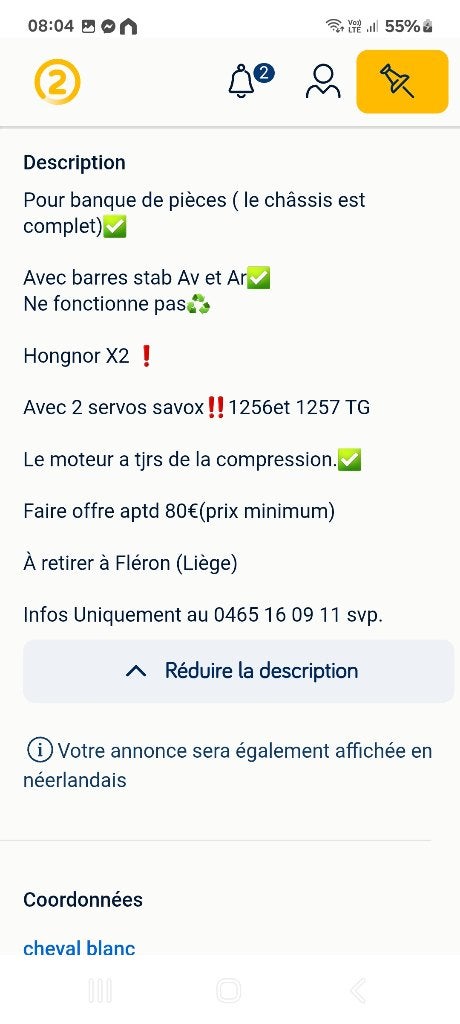 Pieces Rc Hongnor X2, Enlèvement ou Envoi, Échelle 1:8, Voiture off road, Utilisé