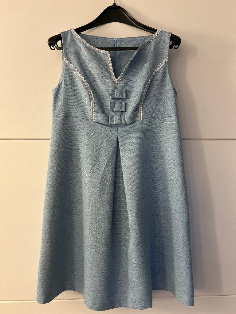Poupée Chic blauwe mouwloze jurk met strikken, Maat 38/40 (M), Blauw, Poupée Chic, Ophalen of Verzenden