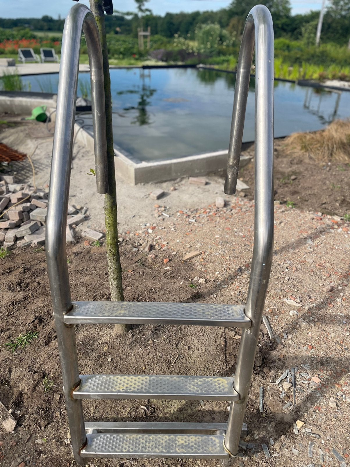 RVS zwembadtrap 3 treden met stevige onderste bar, Tuin en Terras, Ophalen, Gebruikt