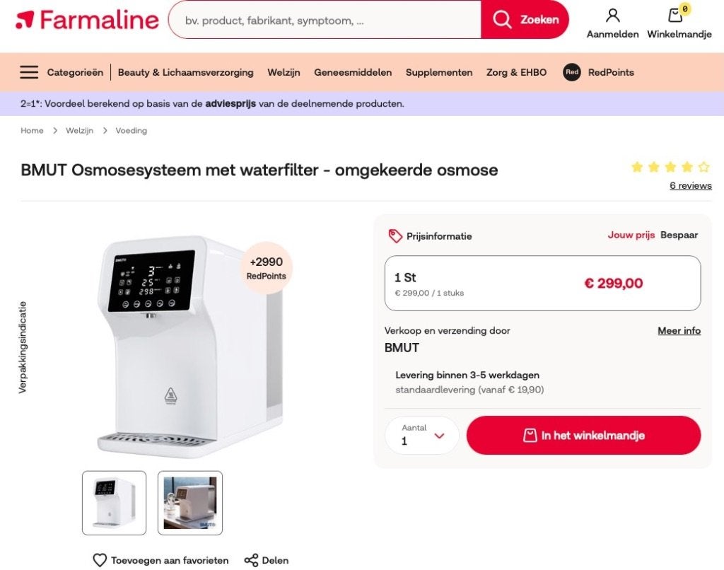 Osmose waterfilter apparaat tafelmodel als nieuw, Ophalen, Nieuw, Elektrische waterontharder