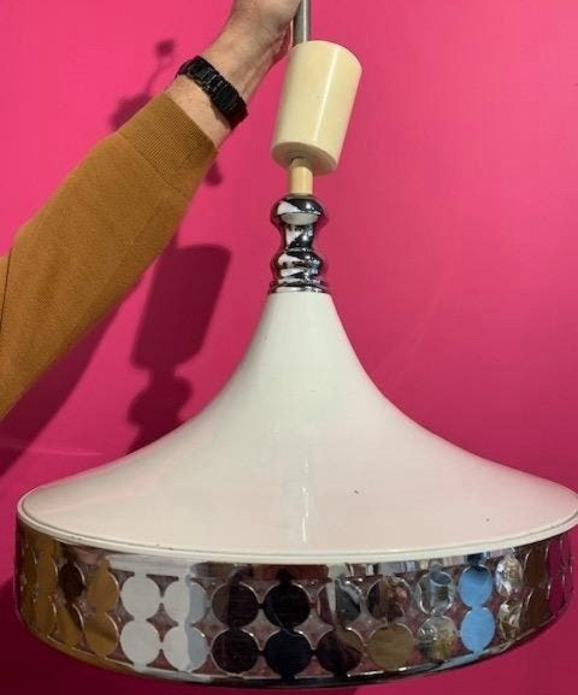 vintage space age hanglamp diam. 45 cm., Ophalen, Zo goed als nieuw