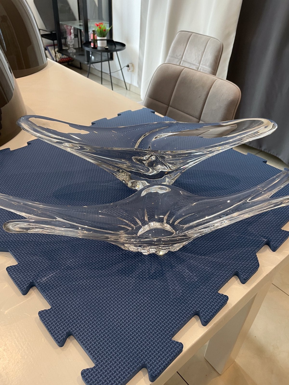 Lot de 2 grandes coupes vintage en cristal (49et 52cm), Enlèvement, Comme neuf