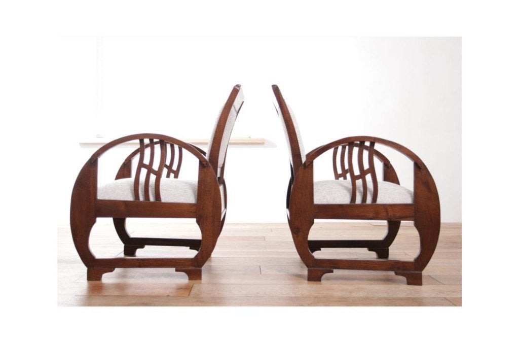 Two Rare Exclusive Elegant Art Deco Vintage French Wooden, Enlèvement