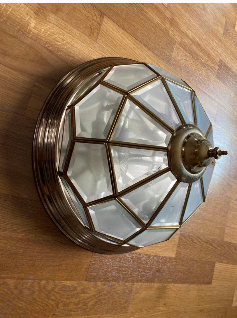 Glas in lood plafondlamp, Huis en Inrichting, Ophalen, Zo goed als nieuw, Plafondlamp, Design