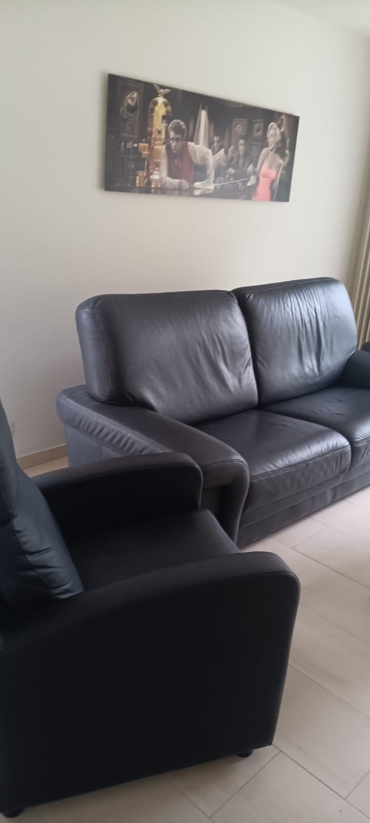 Lederen zetel 2.5 zit en 2 relaxzetels, Huis en Inrichting, Ophalen, Gebruikt, Leer