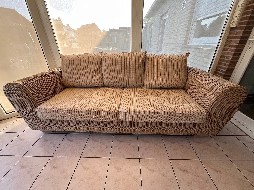 Zetel 3 zit, Maison & Meubles, Canapés | Salons, Utilisé, Banc droit, Trois personnes, Moins de 150 cm, Bois, Enlèvement