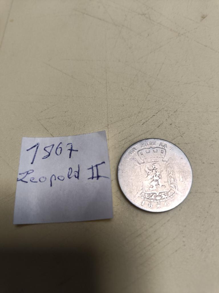Zilver munt 1frank 1867 Leopold ll, Ophalen, Zilver