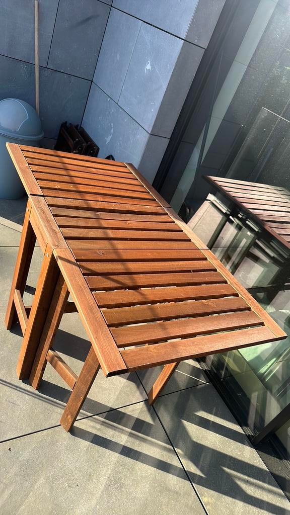 Table de jardin IKEA + 4 chaises en bois – bon état, Utilisé, Bois, Sets de jardin, Enlèvement