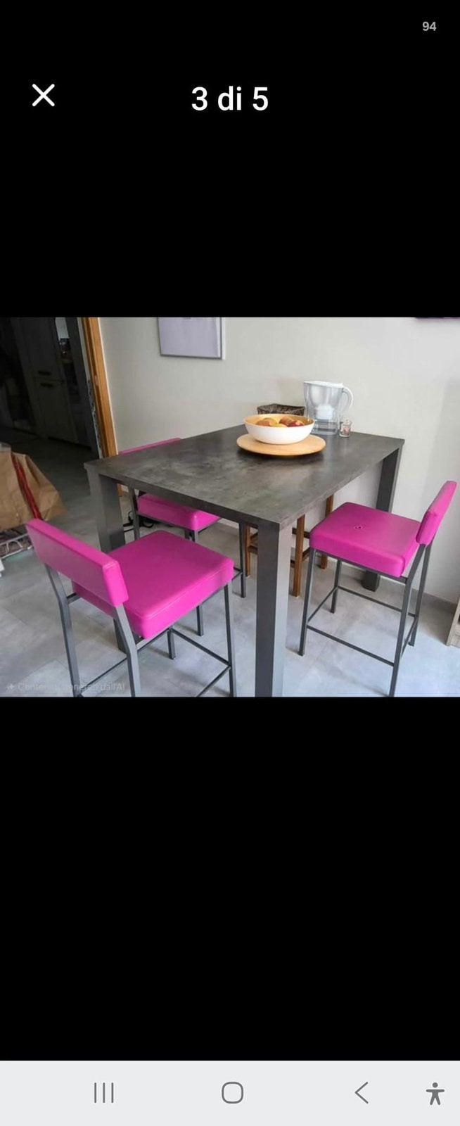 Hoge keukentafel met 3 barstoelen, Huis en Inrichting, Tafels | Eettafels, Ophalen, Gebruikt, 100 tot 150 cm, 50 tot 100 cm