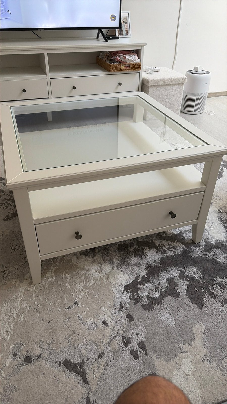 Wit salontafel met glas zeer goede kwaliteit, Enlèvement, Comme neuf, Verre