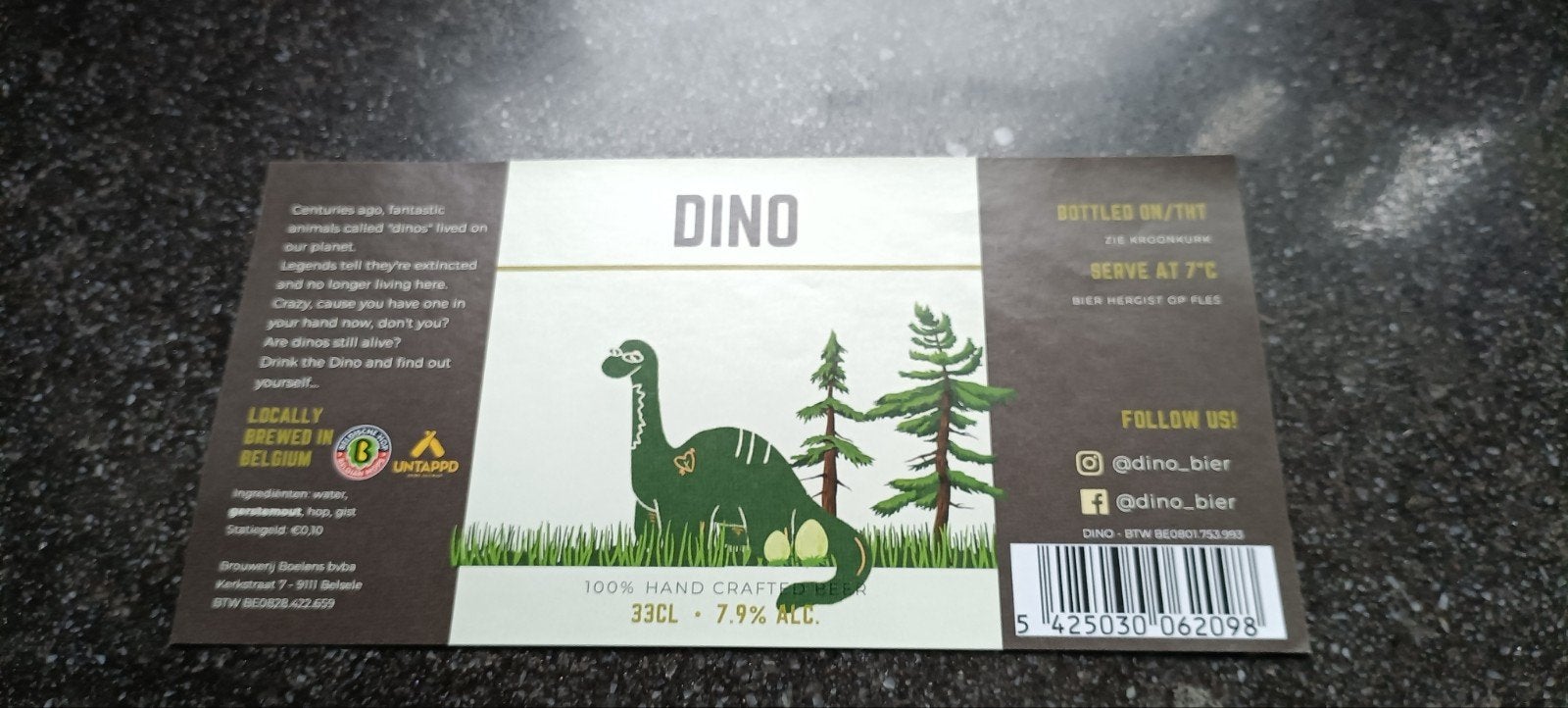 bieretiket Dino br Boelens Belsele, Verzamelen, Ophalen of Verzenden