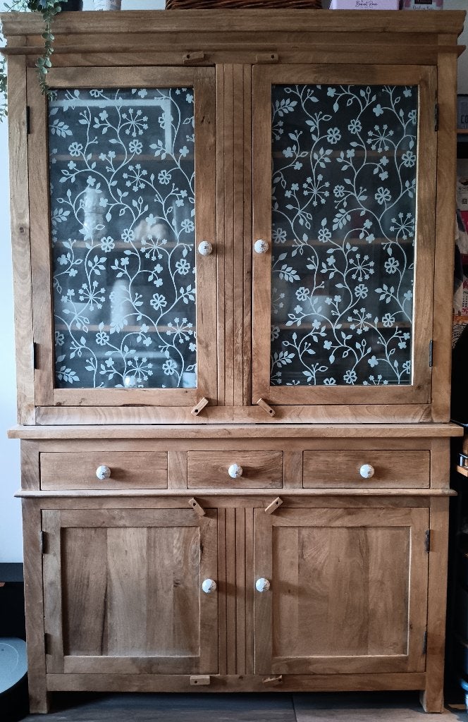 Vaisselier vitrine mangier bois plein double corps, Maison & Meubles, 25 à 50 cm, Comme neuf, 100 à 150 cm, Enlèvement