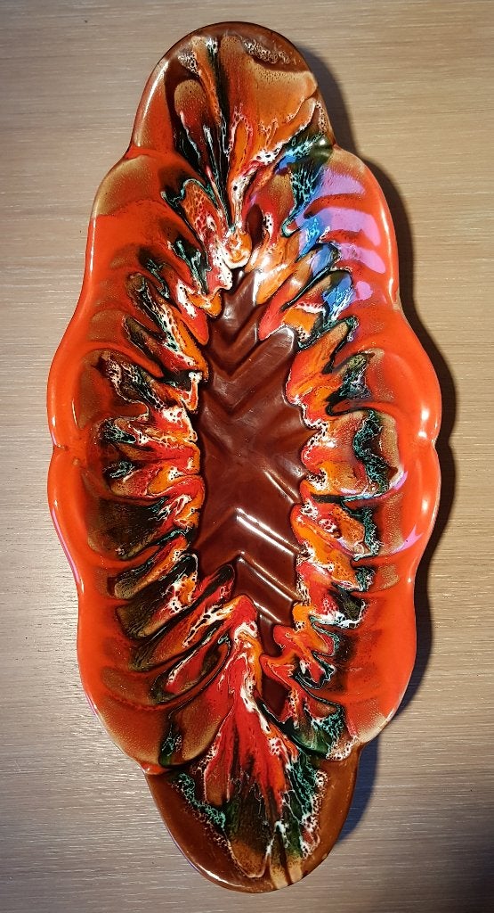 Grote vintage Vallauris fat lava schaal - biomorf 41cm, Antiek en Kunst, Antiek | Keramiek en Aardewerk, Ophalen of Verzenden