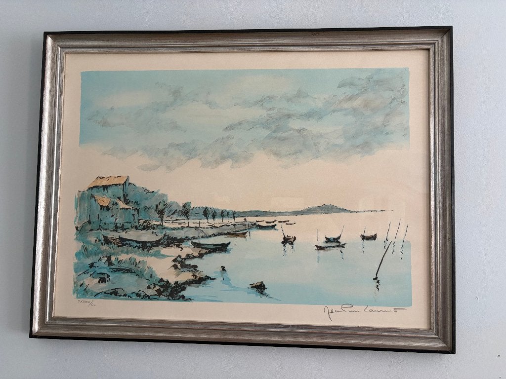 Litho "Les Bateaux " Jean-Pierre Laurent, Antiquités & Art, Art | Peinture | Classique, Enlèvement