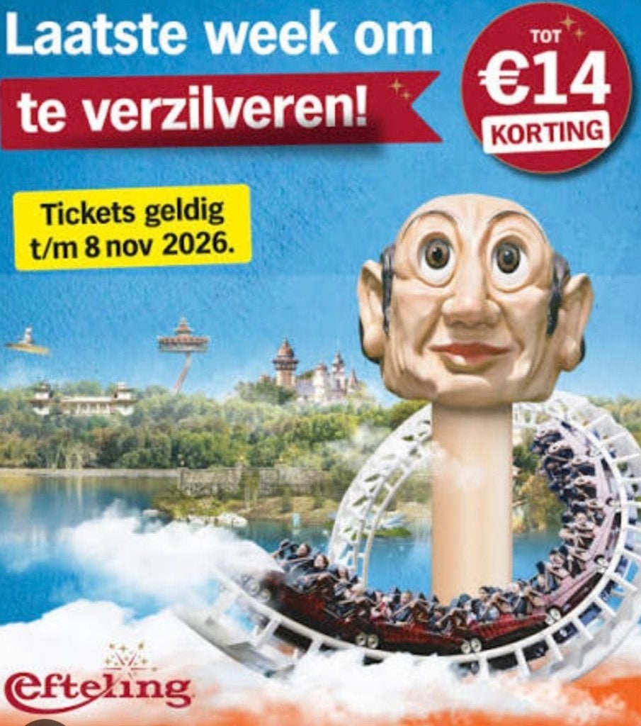 3 vouchers Efteling €33/stuk, Drie personen of meer