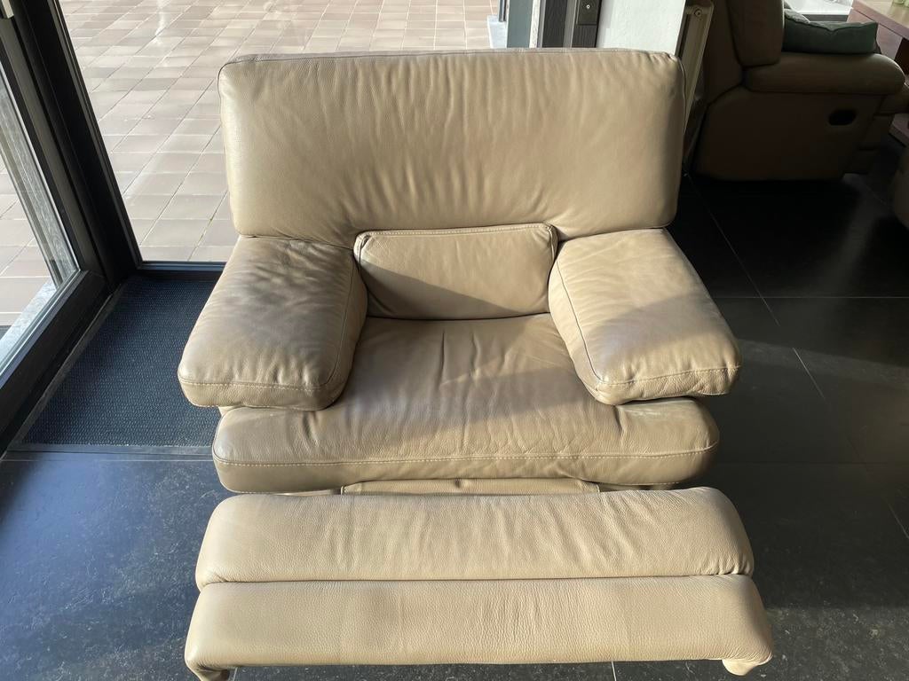 Zetel eenpersoon taupe met handmatige relax, Huis en Inrichting, Zetels | Zetels, Ophalen, Gebruikt, Eenpersoons