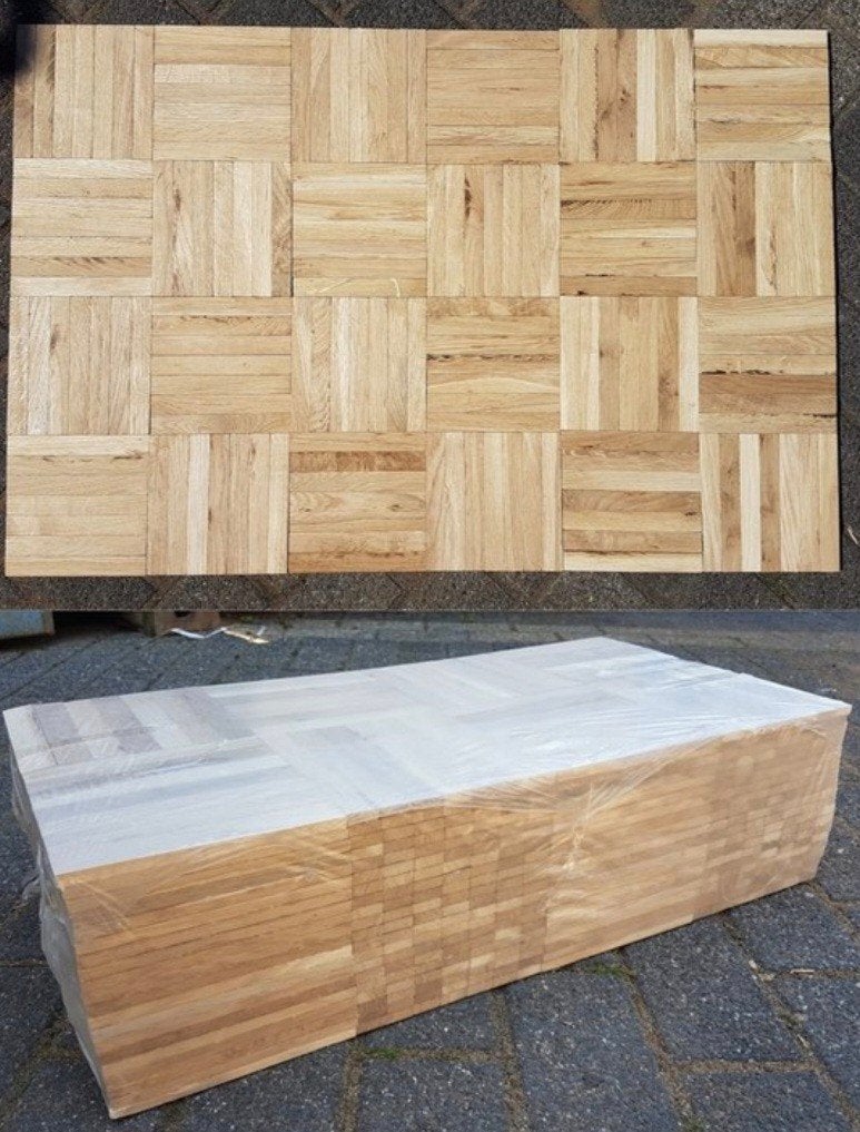 parquet de vrai chene mosaique +-60m², Enlèvement