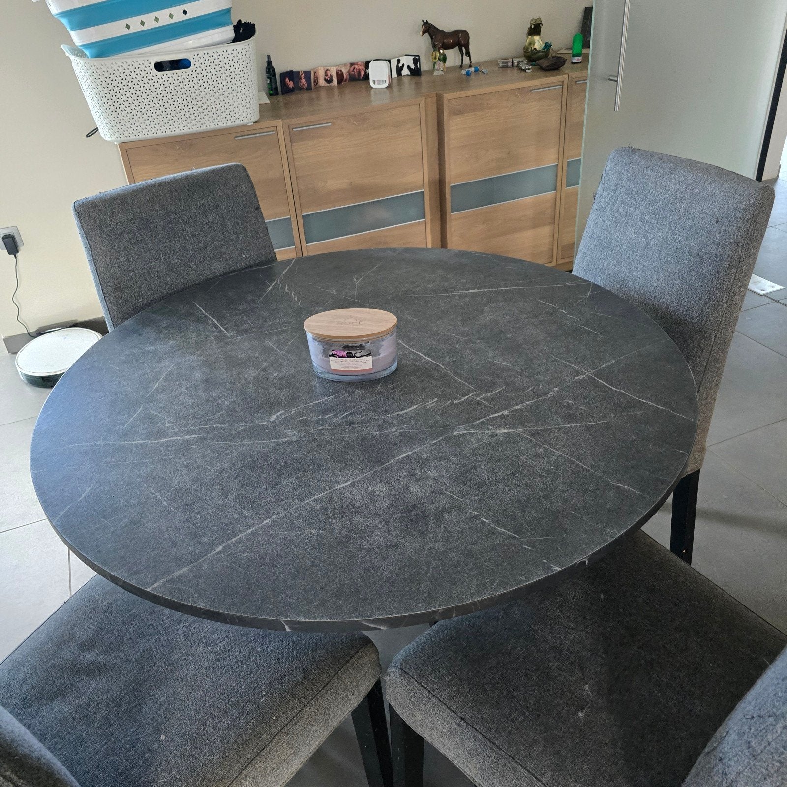 Eet tafel met 4 stoelen, Huis en Inrichting, Ophalen, Gebruikt, Vier personen, Rond